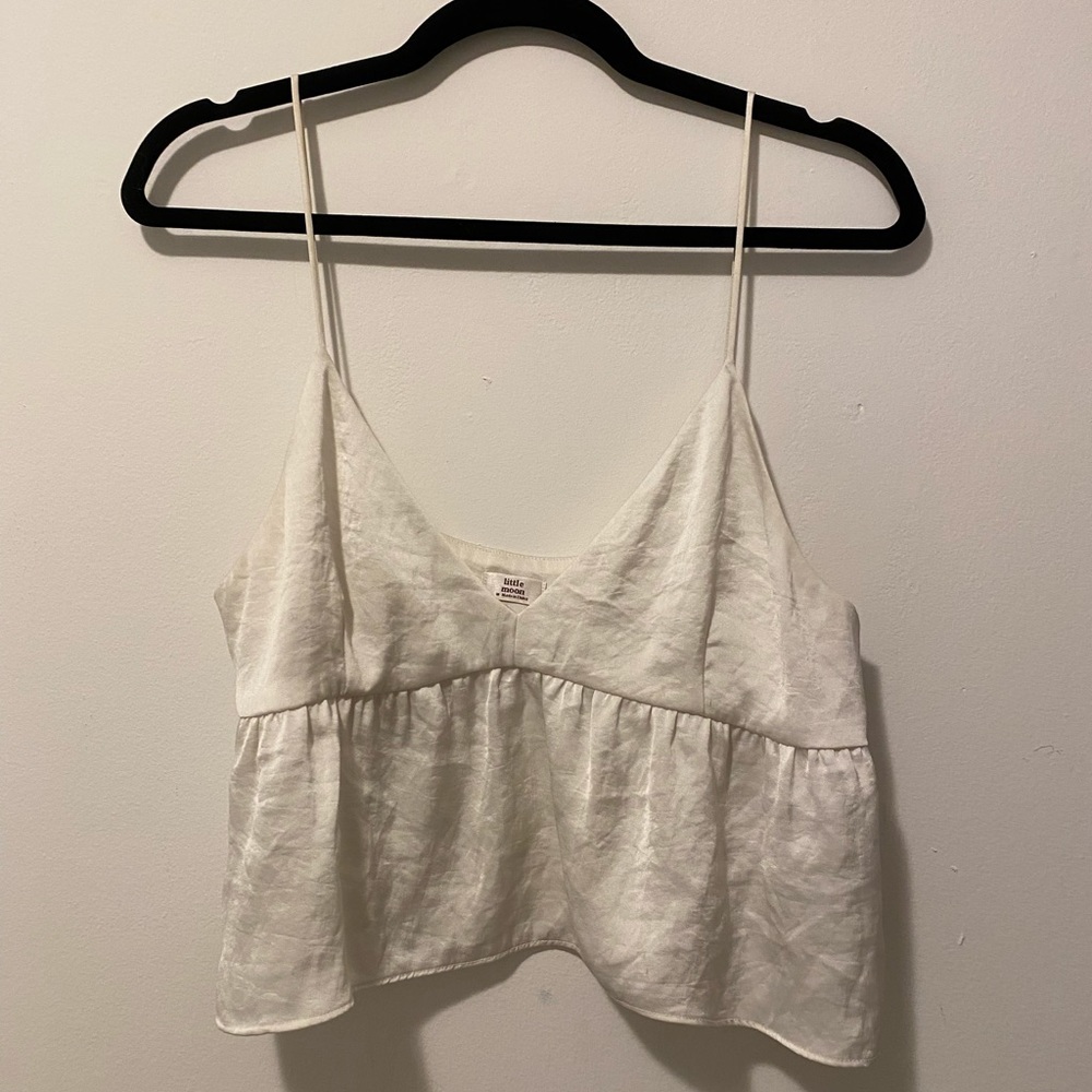 Aritzia white silk crop top